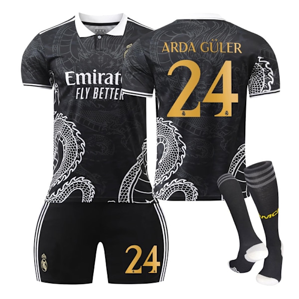 23-24 Real Madrid fotbollströja drake mönster version barn och vuxna set sportlag uniform NO.24 ARDA GULER NO.24 ARDA GULER