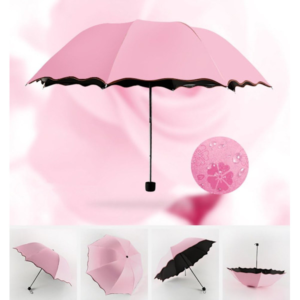 Damparasoll Paraply UV-skydd för kvinnor Parasol Lätt Anit-UV Paraplyer för Sommarsolskydd Princess Pink