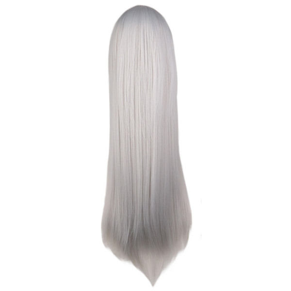 80 cm långt rakt hår Cosplay Peruk Silvergrå