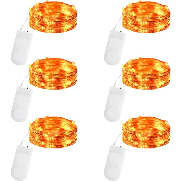 Orange Fe-lyskæder Batteridrevet - 2M 20 LED 6Pack