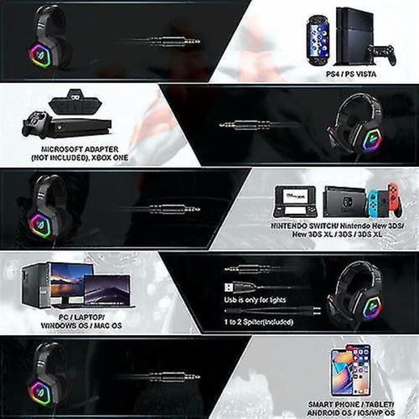 Onikuma K10 Trådbundet Gaming Headset för PC / Ps4 / Xbox Svart