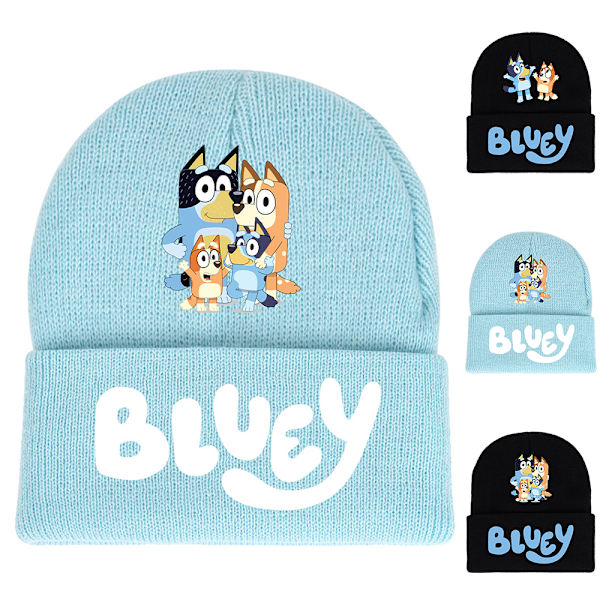 Lasten Bluey -piirretty neulottu hattu Beanie Vinter Hat Cap Lahjat #1