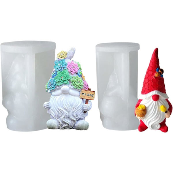Tomte Lys Silikonform Støbeform Dværg Gips Silikon Gnome G