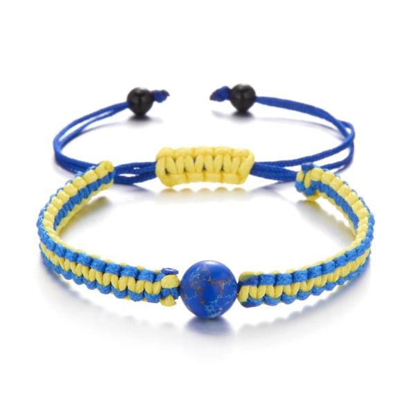 Lucky Knot Sunflower Bracelets Ukraine Flag Color Blue Yellow Women Men Charm Woven Handmade Bangles Braided Adjustable Jewelry