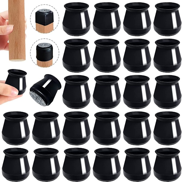 24-pack stolskydd, stolsbenskydd, bruna silikonstolsbensskydd med filt dynor för trägolv, kakel och laminatgolv