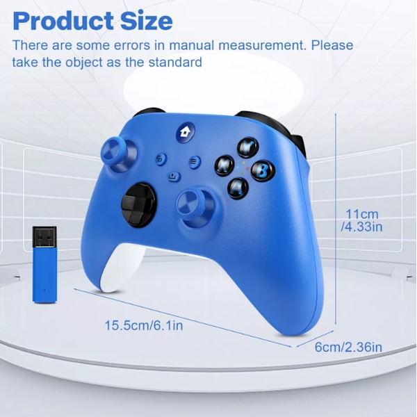 Trådløs Xbox-controller kompatibel med Xbox One, Xbox Series X, Xbox Series S, Xbox One X/S, Xbox Elite Series, Windows-spilcontroller Blue