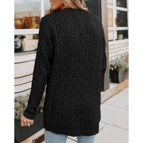 Let sommercardigan til kvinder med knapper i striber med lange ærmer Casual Behagelig tynd cardigan sort black M