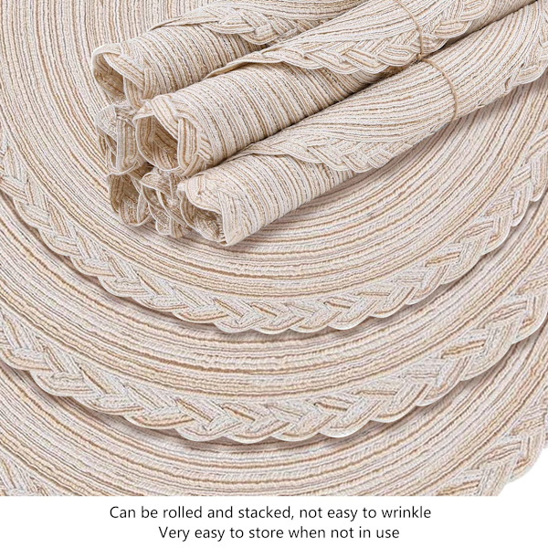 Bordstabletter Set om 8, Runda Flätade Vävda Placemats, 38cm