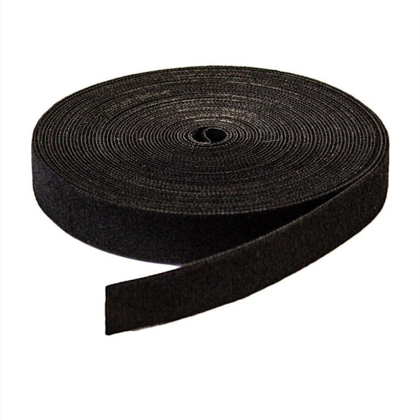Dobbeltsidig borrelåsbånd for kabelhåndtering 10 m / 2 cm Svart
