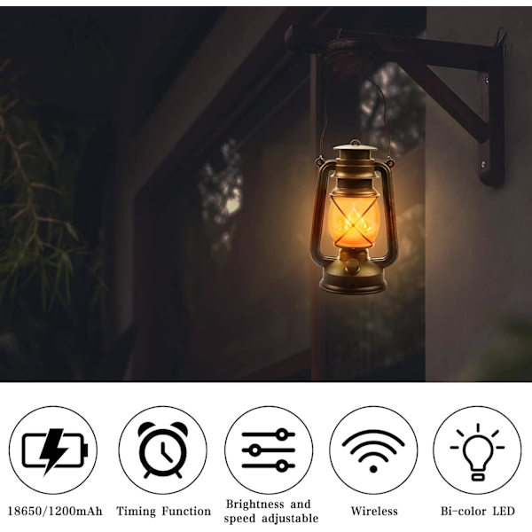 Utomhus LED-lykta, 2-pack Vintage trädgårdslykta med fjärrkontroll