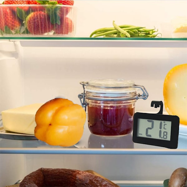 Digitalt minikjøleskapstermometer med krok Svart