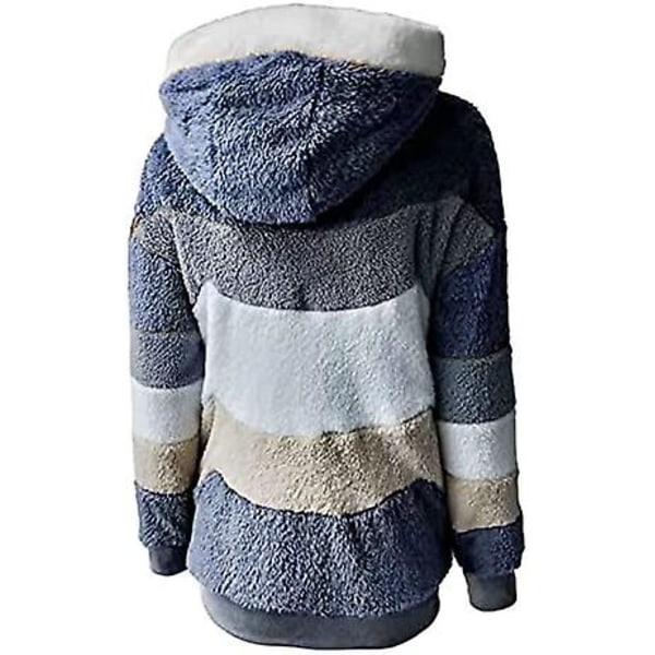 Dame Vinter Fuzzy Fleece Jakke Med Lynlås Lomme Løstsiddende Jakke Dame S Tøj Teddy Fleece Jakke Langærmet Vinterjakke Yderbeklædning Streetwear X14 Blå X14 Blue M