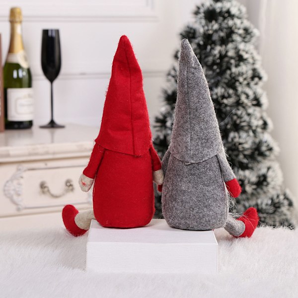 3 stk/sett God Jul Lang Hat Svensk Tomte Gnome Plysj for Dukke Pynt D