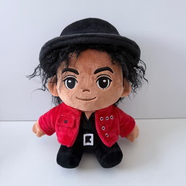 Michael Jackson-inspirert plysjdukke, mykt samlerobjekt, gave til musikkfans Sitting in red