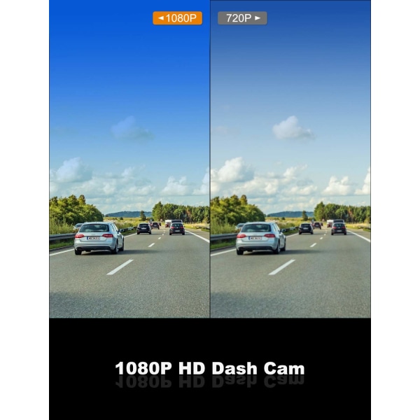 Front og bak dashcam, 1080P Full HD bildashcam 3\" IPS Dual