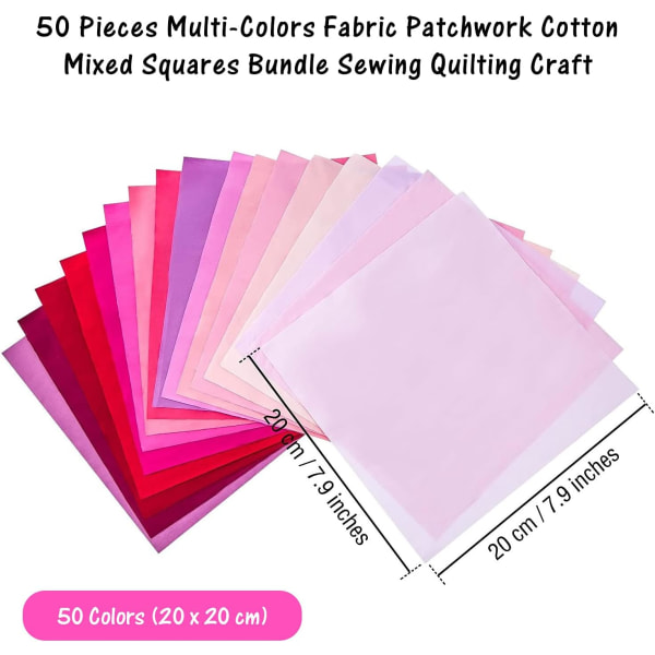 50 stk. 20 x 20 cm Multi-Colors Blandet Bomulds Patchworkstof