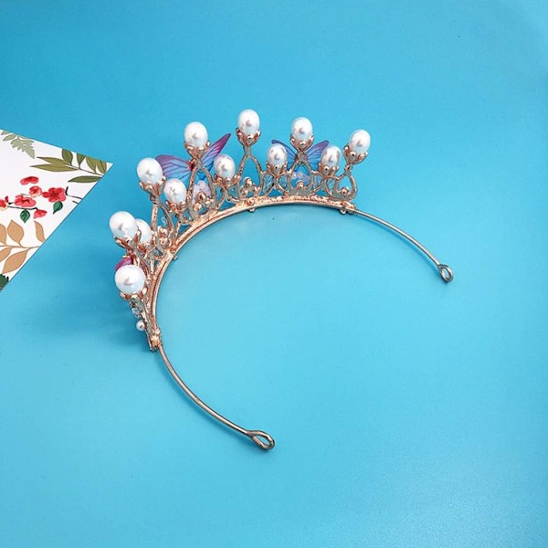 Flickor Kronbröllop Krona Pärla Fjäril Tiara Hårband Bröllop