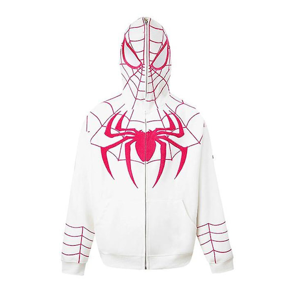 Spiderman hettejakke for menn Trykt hettejakke Streetwear CMK Hvit White XXL
