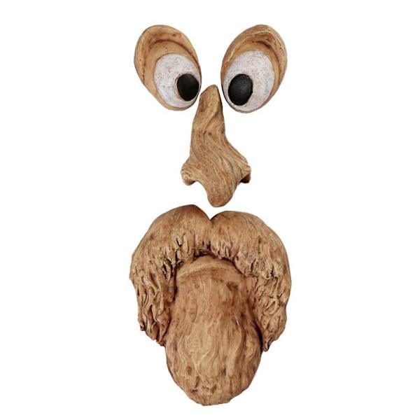 Gammel Mandens Visdomsfulde Træ Ansigt Statuette Klemmer Kigger Skulpturer de