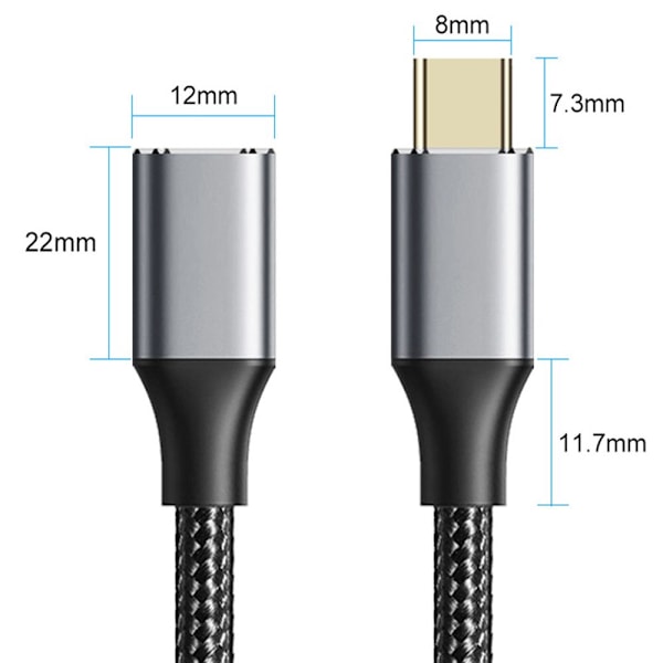 USB-C förlängningskabel USB 3.1 Gen2 2M 2m