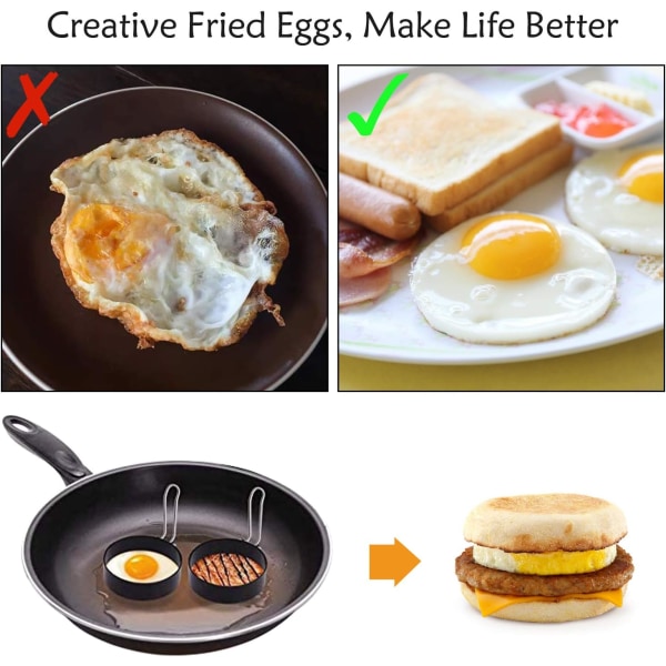Stekta ägghalvor, non-stick stekform för ägg i stekpanna, rund