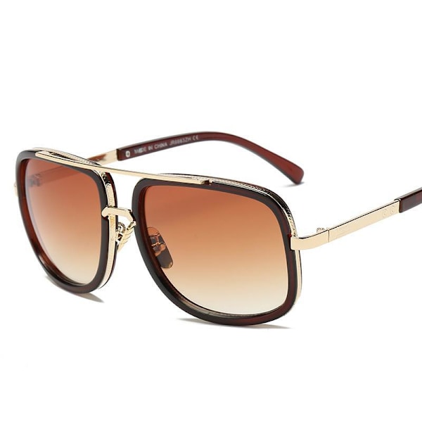 Mænds Metal Solbriller Mode Sommer 2021 Pilot Brow Brown Brown