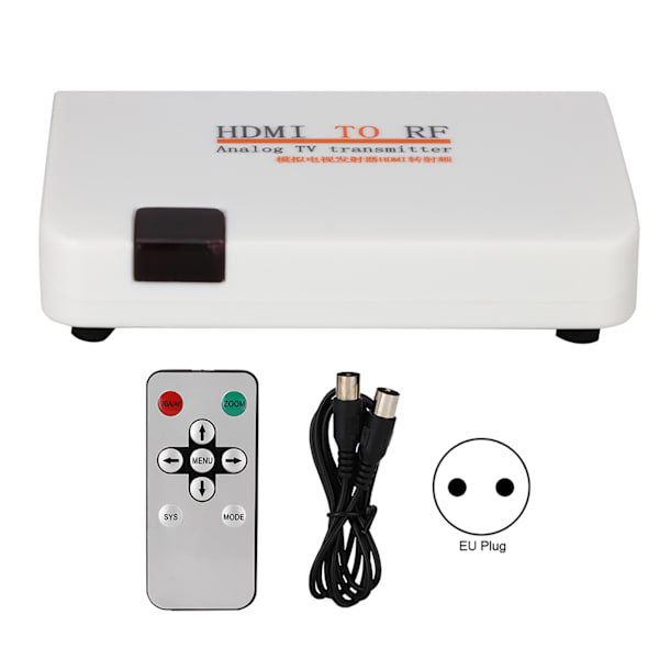 HDMI till RF koaxialomvandlare Adapter Box Stöd 480I/480P/576I/576P/720P/720I/1080I/1080P (100-240V)EU