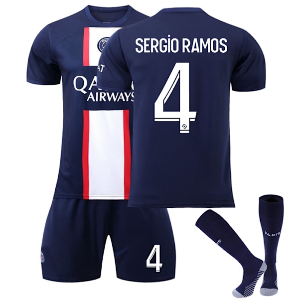 Paris Hemma 22-23 Ny sesong nr 4 Sergio Ramos Fotballtrøye Kids26(140-150cm)