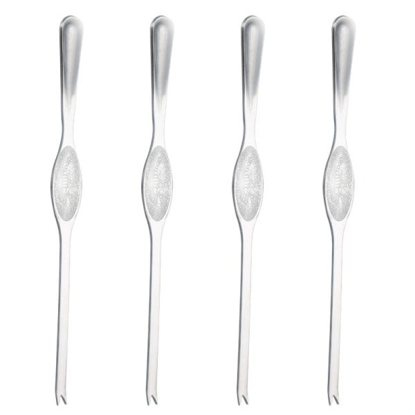 Krabbegaffel i Rustfrit Stål 4 stk Krabbe Spiseværktøj Krabbe Klo Krabbenål Husholdningsfisk og Skaldyr Skallet Hårig Krabbe Tilbehør B Large 20cm Silver