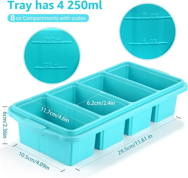 Silikon Frysfack med Lock - Iskub & Matförvaringsbehållare för Soppa & Sås -FA-