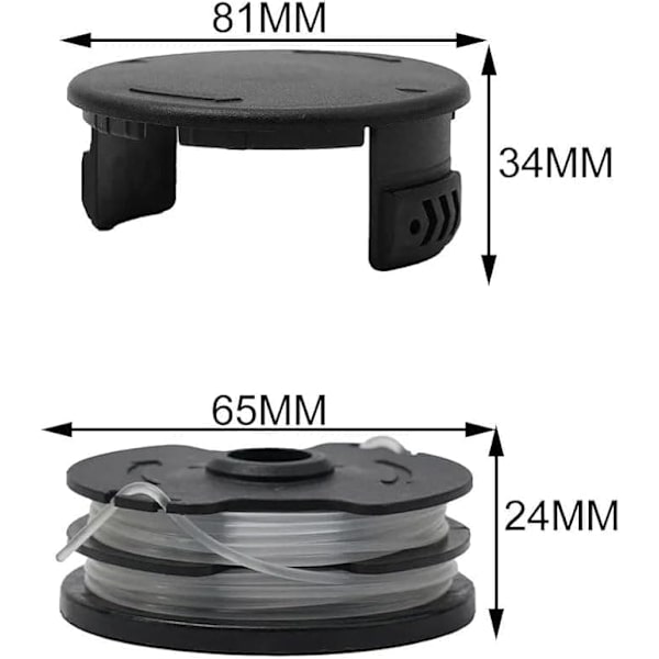 3-pack Trimmer Spools with Trimmer Line and Cap, fits Parkside Grass Trimmer-FA-