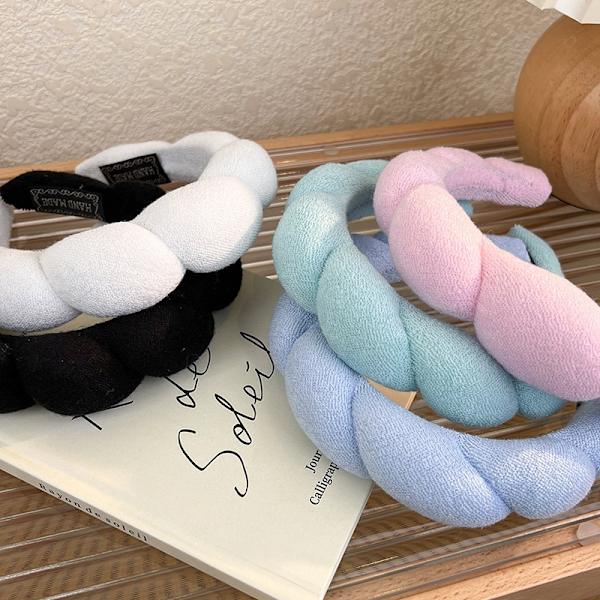 Huvudband för tvätt av ansikte, 1 st Bubble Puffy Face Wash Headband för smink / hudvård, halkfri frottéhandduk (Blå) blue