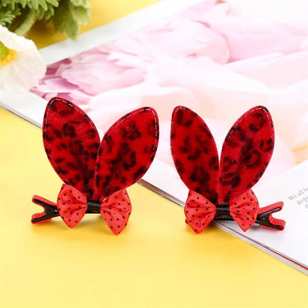 Lovely Girl Hairpin Hair Clips Leopard Print Floral Bow Card