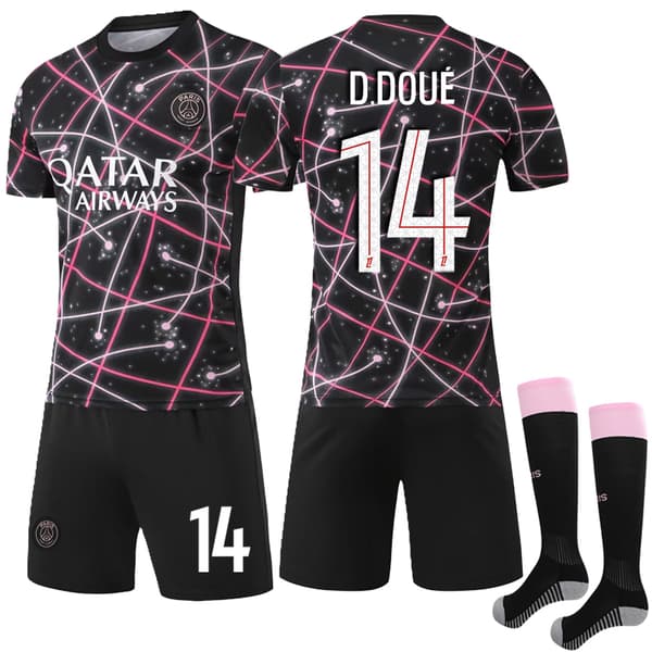 2025-2026 Paris Saint Germain Barn Voksen Trøye Nr 14 Doue-FA- No. 14 Doue 26