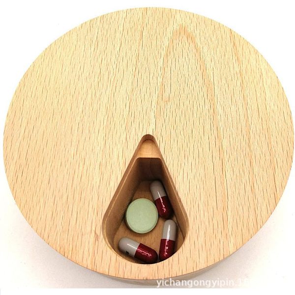 Træ pilleæske 7 dages tilpasset etui arrangør beholder af naturligt træ -