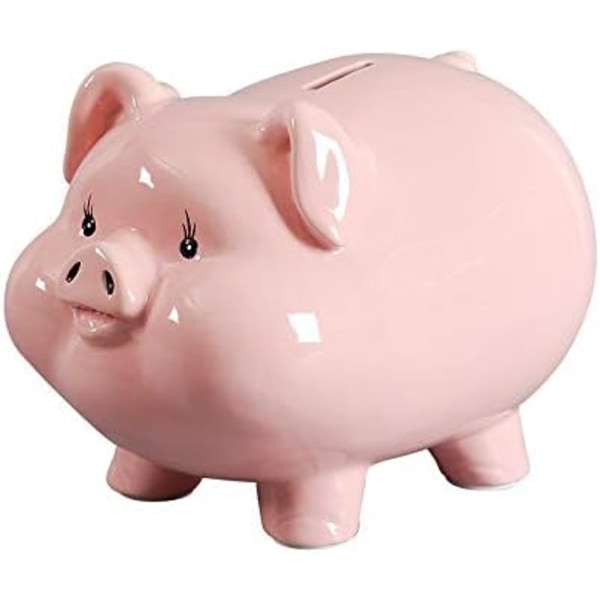 Ceramics Pink Pig Girls Piggy Bank for Adults,Saving Money Bank