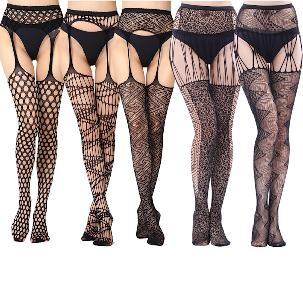 5-pack nätstrumpor med hög midja Tights lår hög