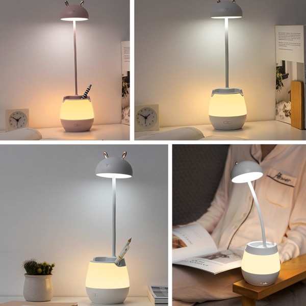 2 i 1 LED-skrivebordslampe + nattlys, 5 lysstyrkenivåer