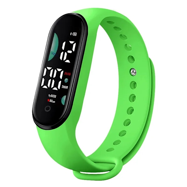 Klocka Elektronisk LED Digital Armbandsur för Kvinnor Mode Casual Enkel Silikon Touch Vattentät Armbandsklocka 05 Green