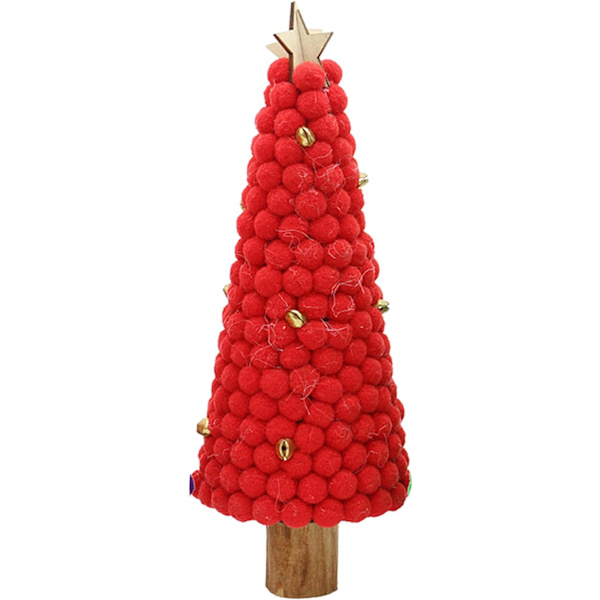 26 cm kunstig miniature juletræ med træbase