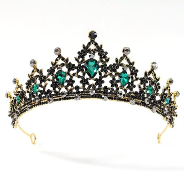 Svart barokk krone bryllupstiara, brudes tiara rhinestone krone