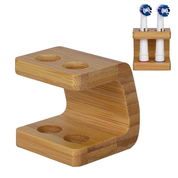 Bambus tandbørstehovedholder Opbevaringsholder 2 PLADSER 2 SLÅS 2 Slots
