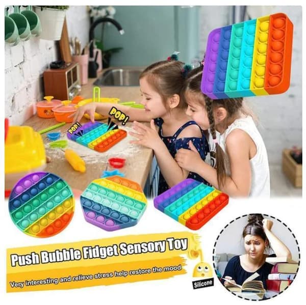 Popit Fidget Pop It Regnbue Rund - CE-godkjent-FA-
