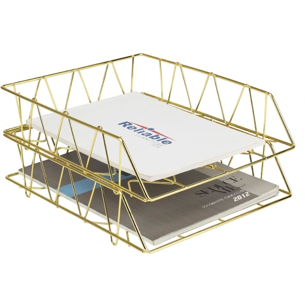 Stablet brevbakke, 2-lags metallpapirbakke for skrivebord, holdbar