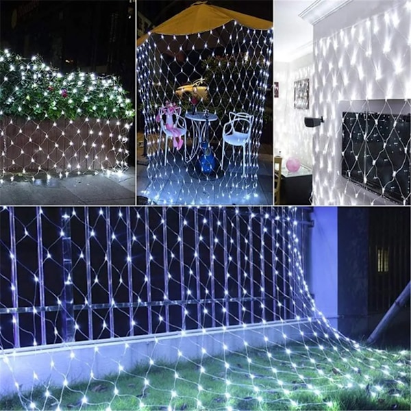 1,5x1,5M 3x2M 6x4M LED Net Mesh Fairy String Light Garland Vindugardin Jul Fairy Light Bryllupsfest Høytidslys White