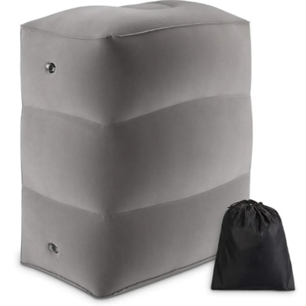 Grå fotstøtte fotstøtte fotpute pall fotpall oppblåsbar pute føtter brett 40x30x45CM Vik fotpall