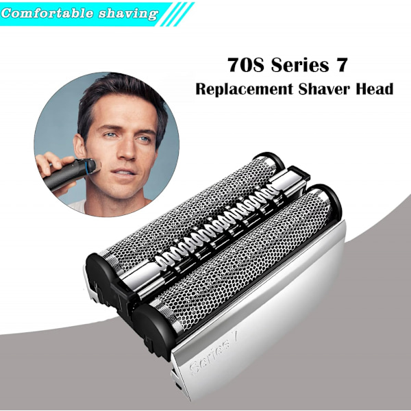 Rakhoved til Braun Series 7 - Udskiftningshoved Rakblad 70S, Blad 70S Film og Patronhoved Kompatibel med Braun 7 Series