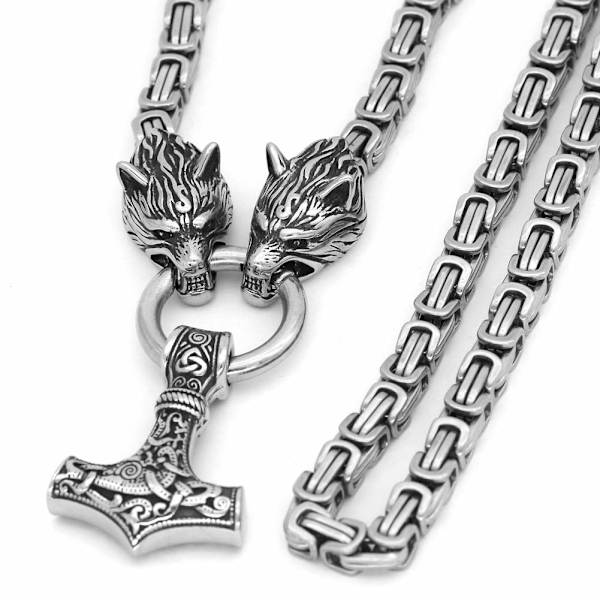 INF Vikingahalsband med Tors hammare i rostfritt stål Silver