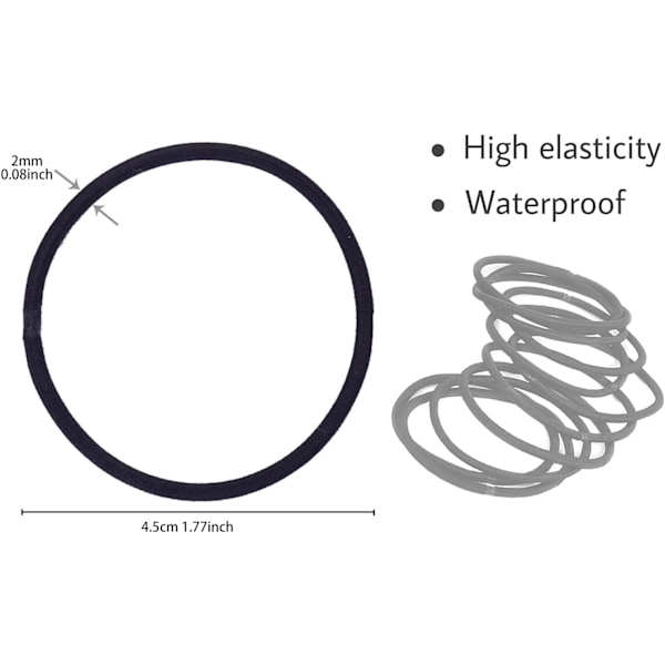 100 stk 2 mm tykke elastiske hårbånd Hårstrikk Hestehaleholdere