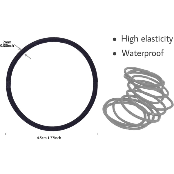 100 stk. 2 mm tykke elastiske hårbånd til hestehaleholdere